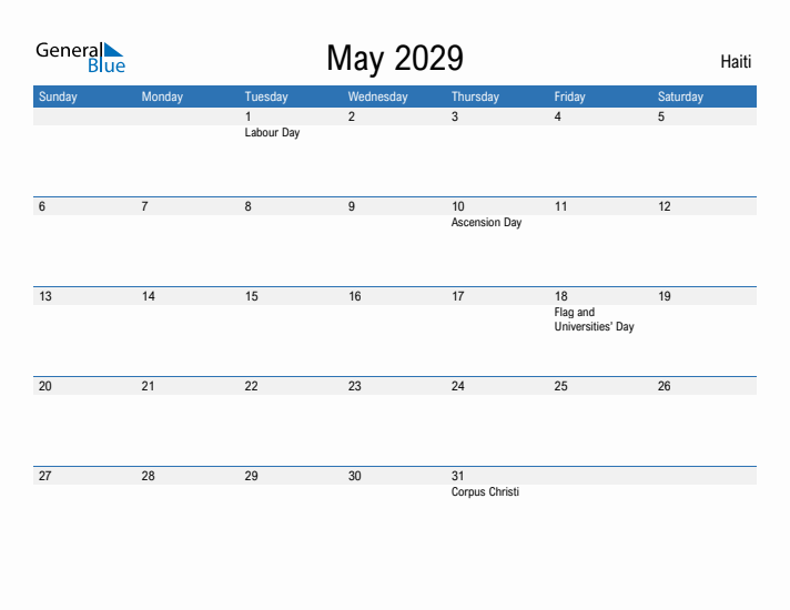 Fillable May 2029 Calendar