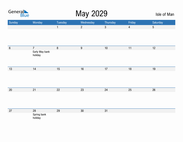 Fillable May 2029 Calendar