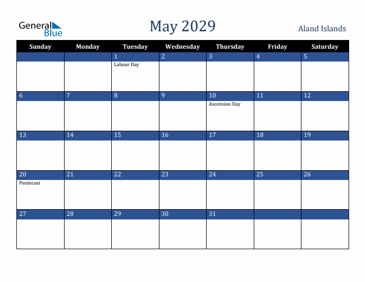 May 2029 Aland Islands Calendar (Sunday Start)