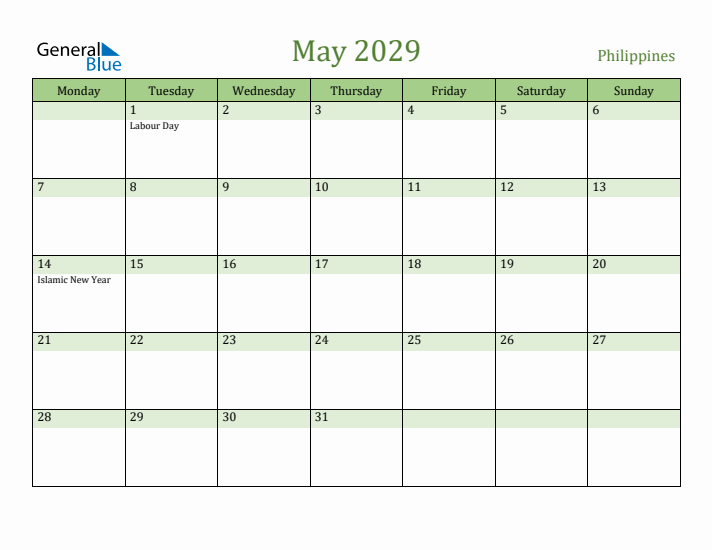 May 2029 Calendar with Philippines Holidays