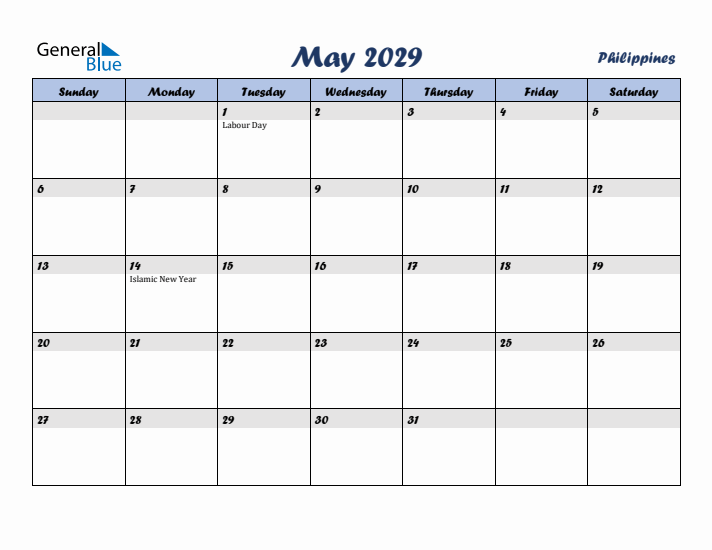 May 2029 Calendar with Holidays in Philippines
