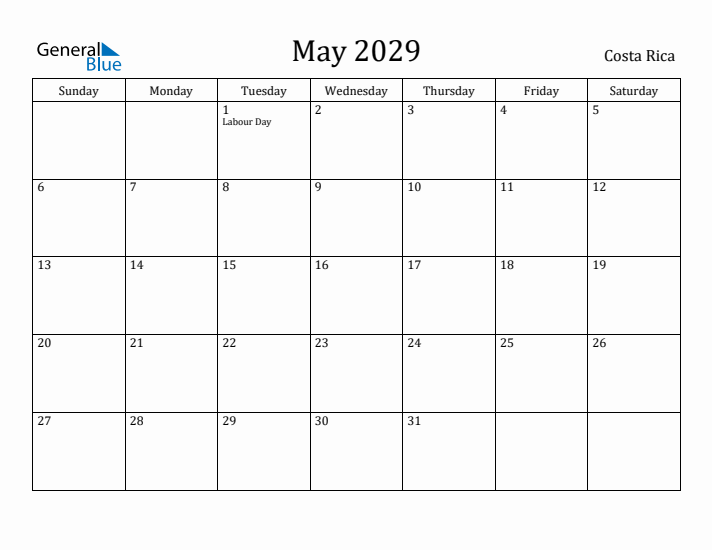 May 2029 Calendar Costa Rica