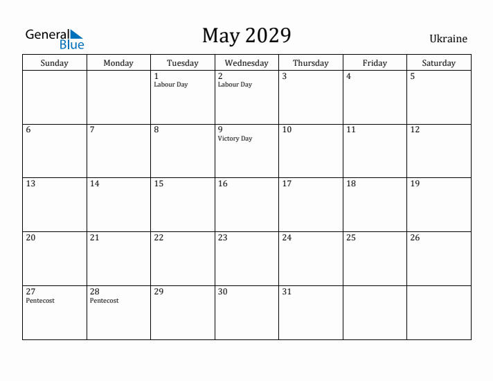 May 2029 Calendar Ukraine