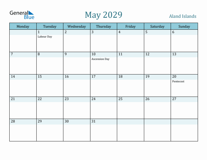 May 2029 Calendar with Holidays