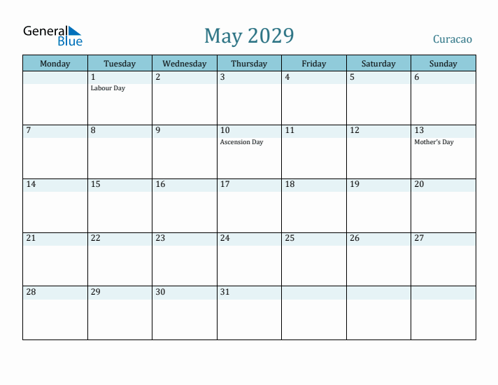 May 2029 Calendar with Holidays