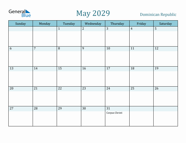 May 2029 Calendar with Holidays