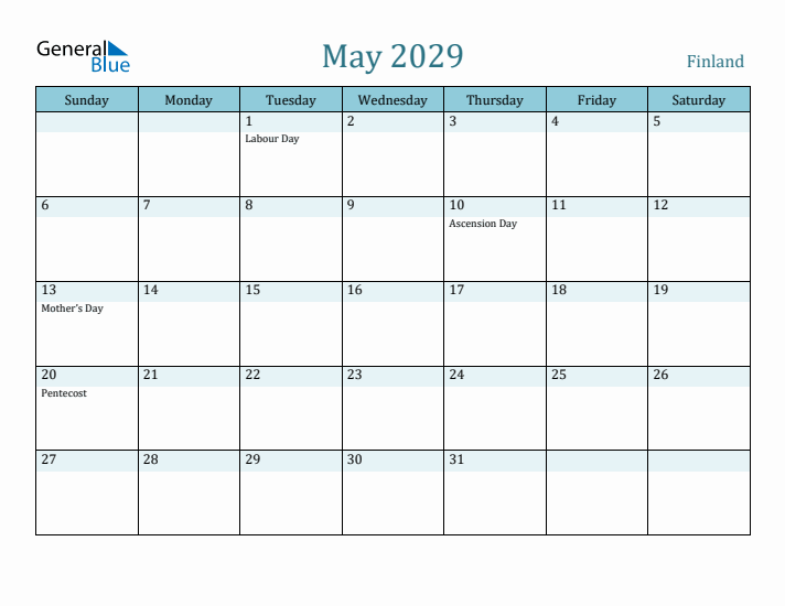 May 2029 Calendar with Holidays