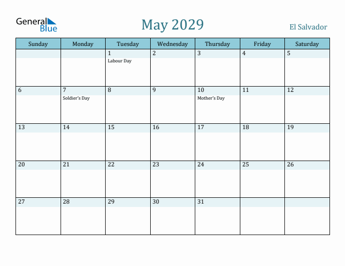 May 2029 Calendar with Holidays