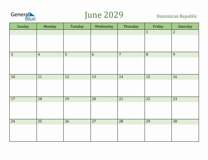 June 2029 Calendar with Dominican Republic Holidays