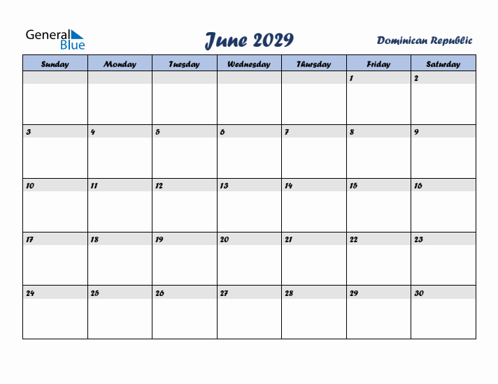 June 2029 Calendar with Holidays in Dominican Republic