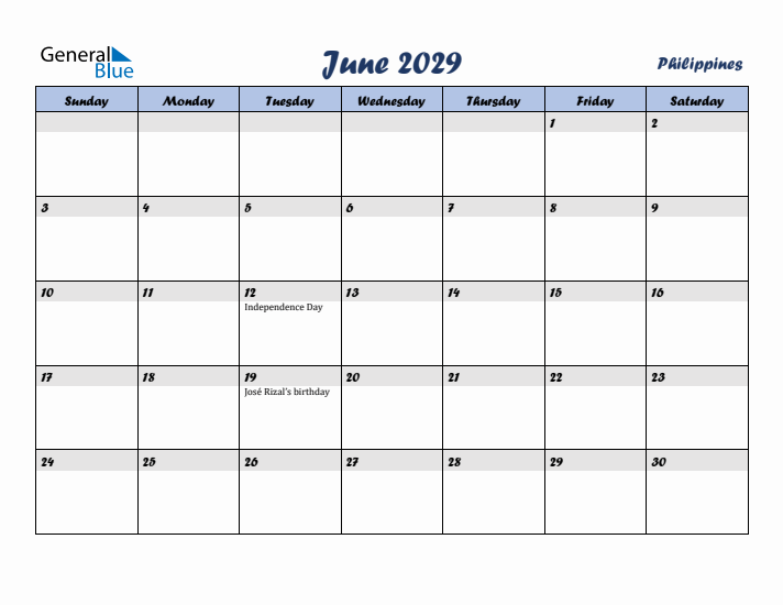 June 2029 Calendar with Holidays in Philippines