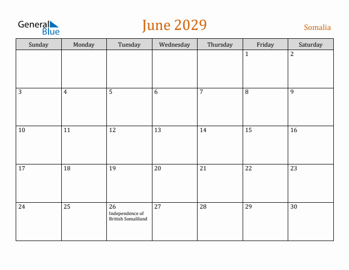 June 2029 Holiday Calendar with Sunday Start
