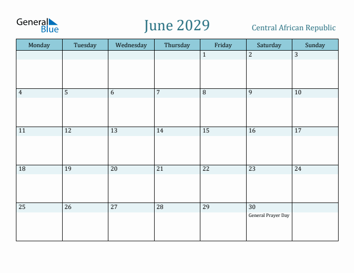 June 2029 Calendar with Holidays