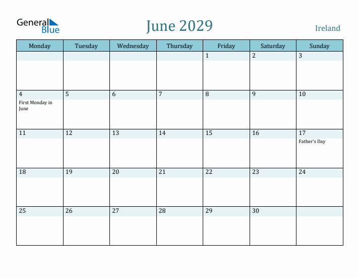 June 2029 Calendar with Holidays