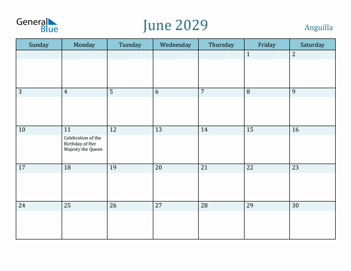 June 2029 Calendar with Holidays