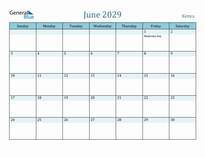 June 2029 Calendar with Holidays