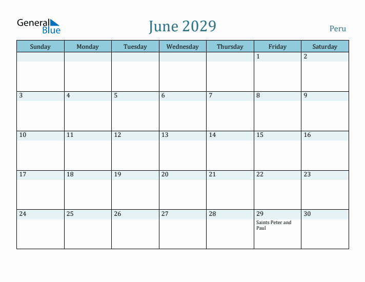 June 2029 Calendar with Holidays