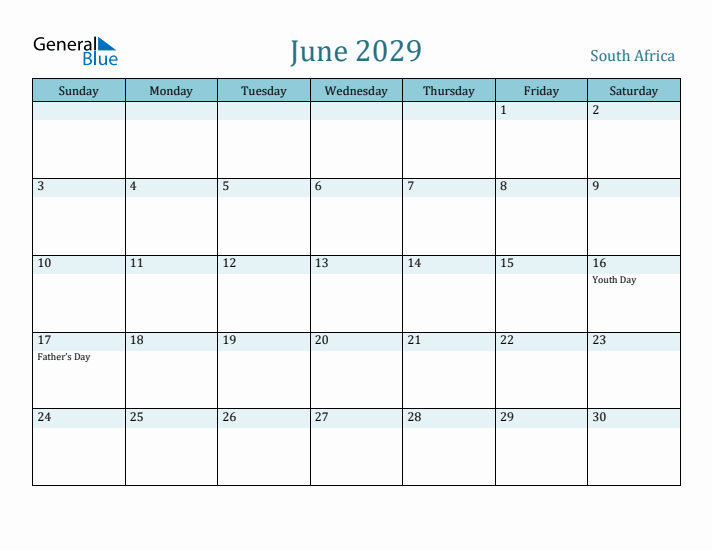 June 2029 Calendar with Holidays