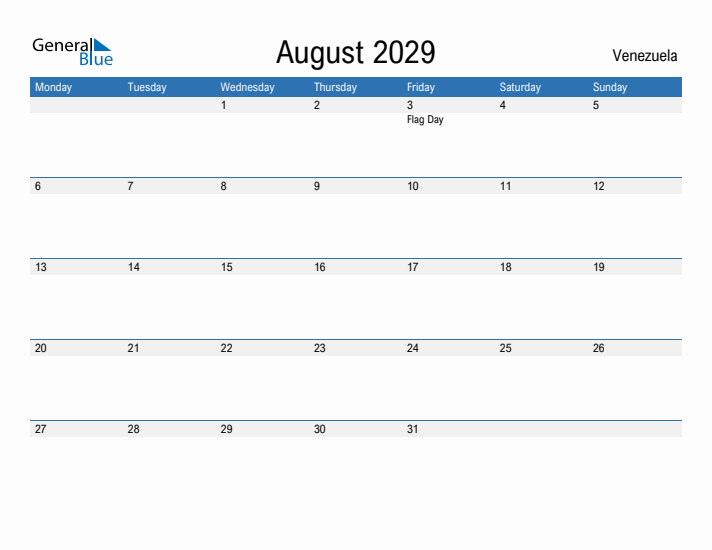 Fillable August 2029 Calendar