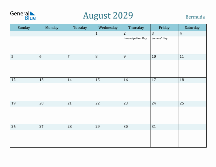 August 2029 Calendar with Holidays