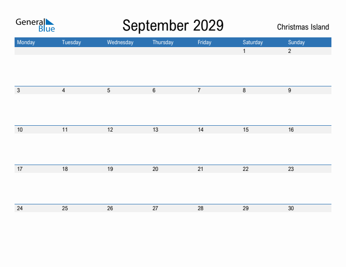 Fillable September 2029 Calendar