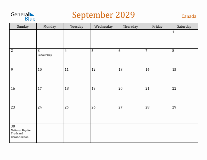 September 2029 Holiday Calendar with Sunday Start