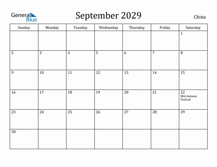 September 2029 Calendar China