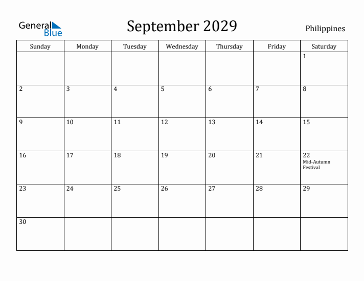 September 2029 Calendar Philippines