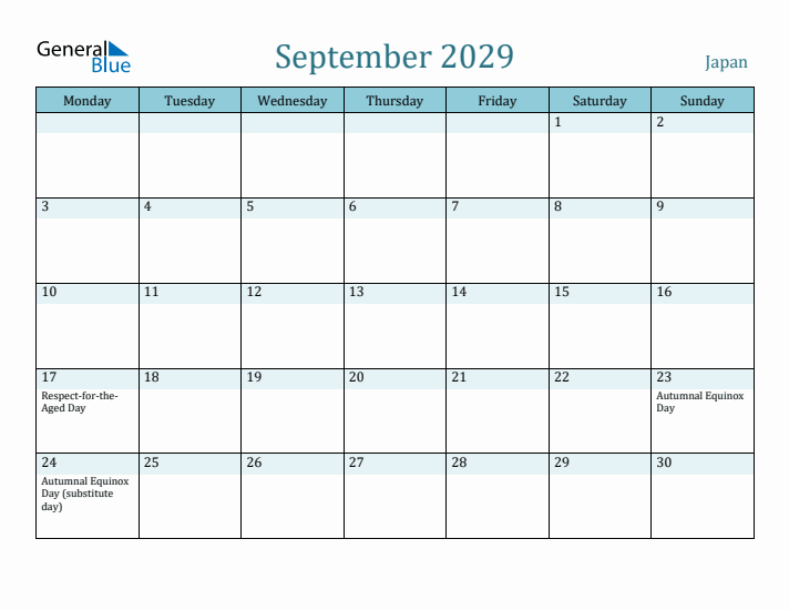 September 2029 Calendar with Holidays