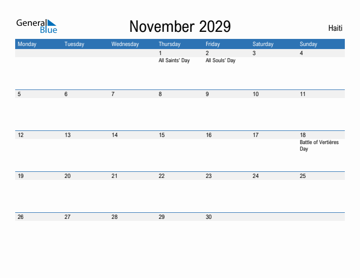 Fillable November 2029 Calendar