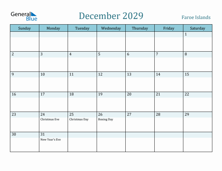 December 2029 Calendar with Holidays