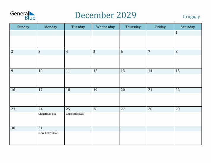 December 2029 Calendar with Holidays