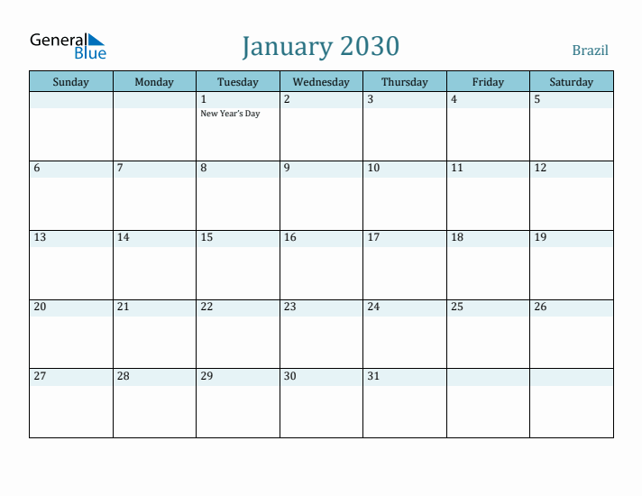 January 2030 Calendar with Holidays