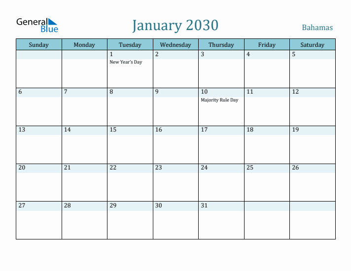 January 2030 Calendar with Holidays