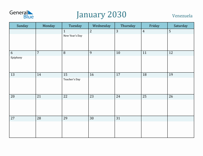 January 2030 Calendar with Holidays