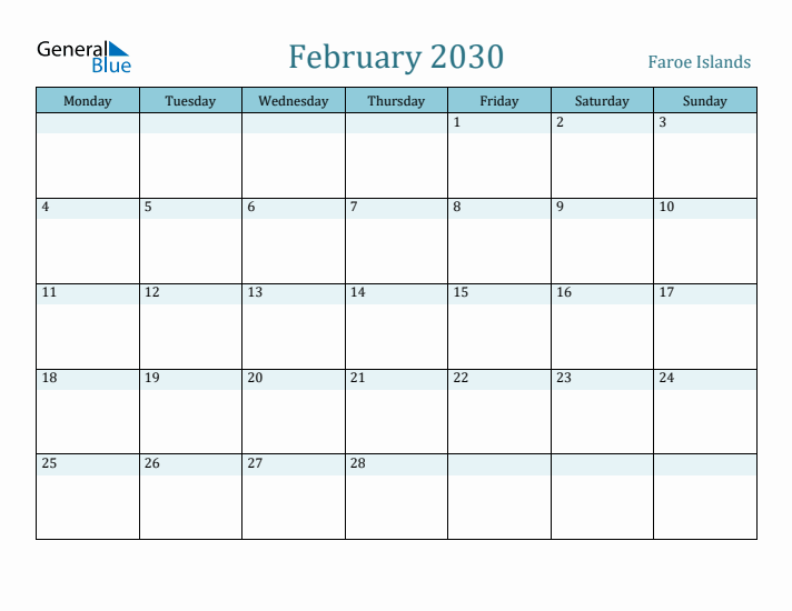 February 2030 Calendar with Holidays