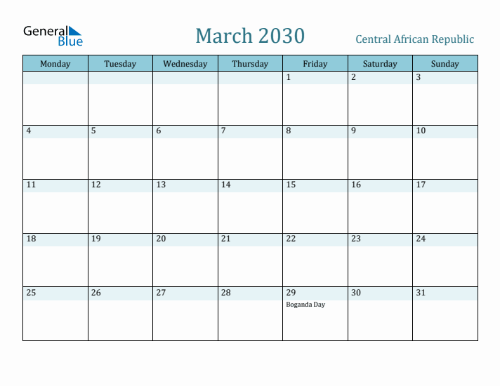 March 2030 Calendar with Holidays