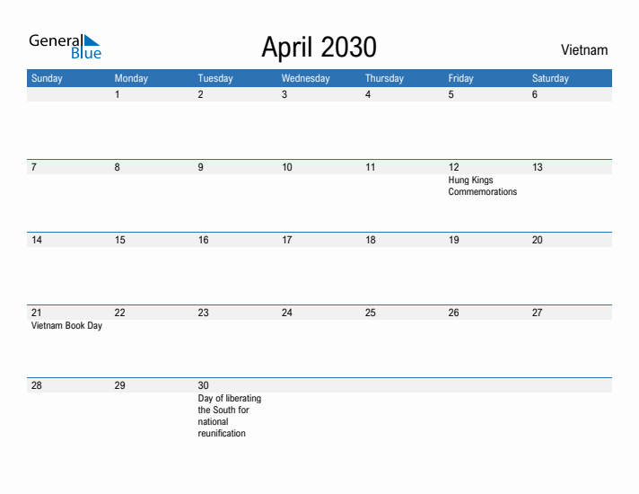 Fillable April 2030 Calendar