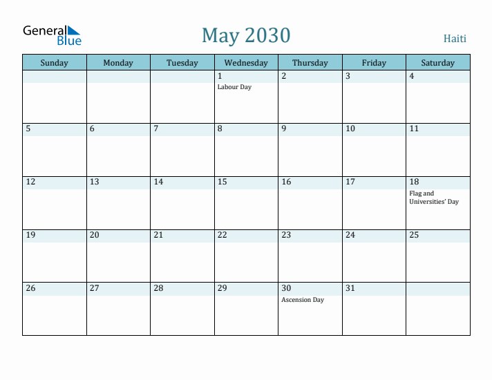 May 2030 Calendar with Holidays