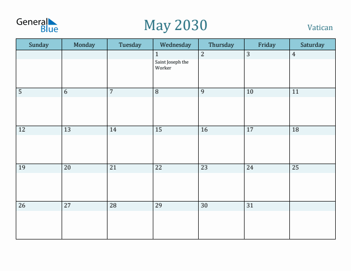 May 2030 Calendar with Holidays