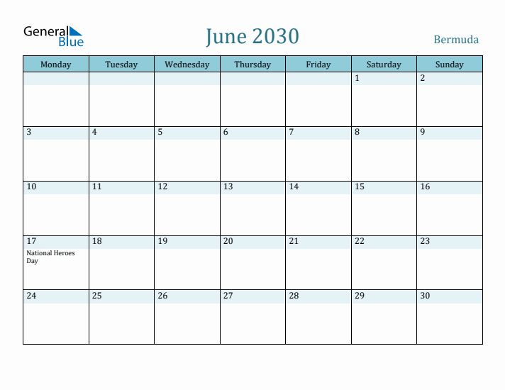 June 2030 Calendar with Holidays