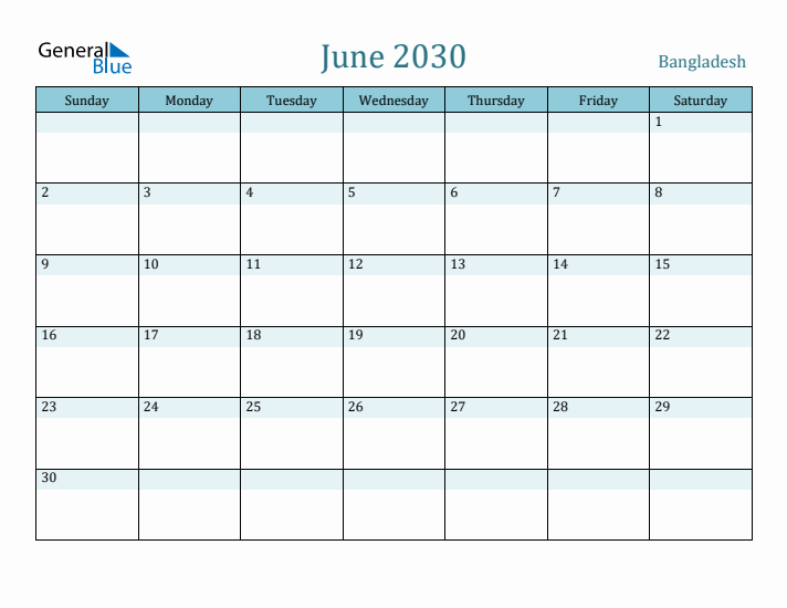 June 2030 Calendar with Holidays