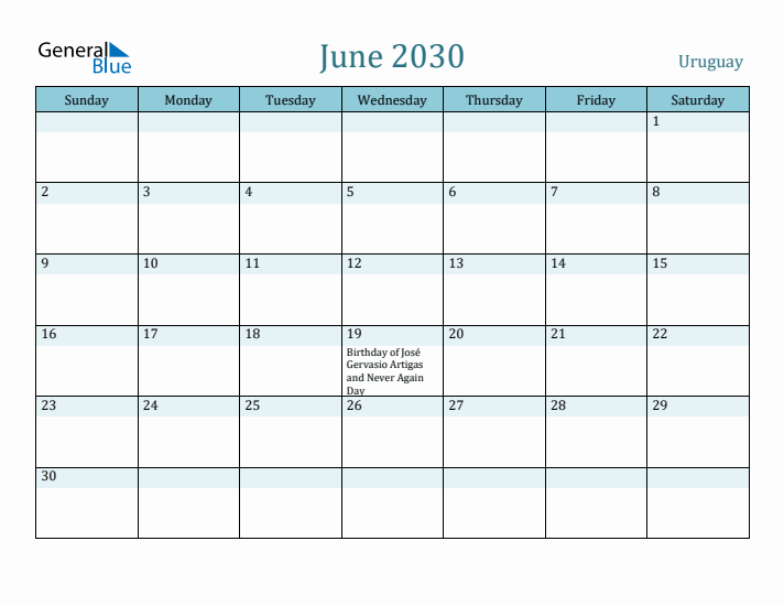 June 2030 Calendar with Holidays