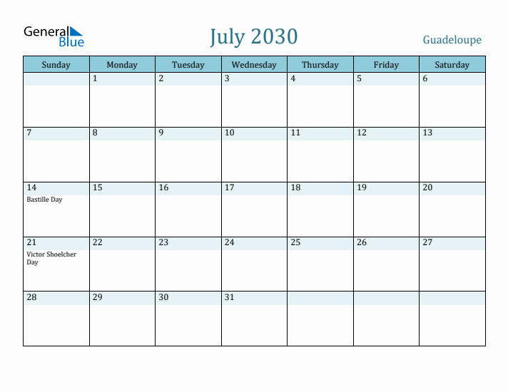 July 2030 Calendar with Holidays