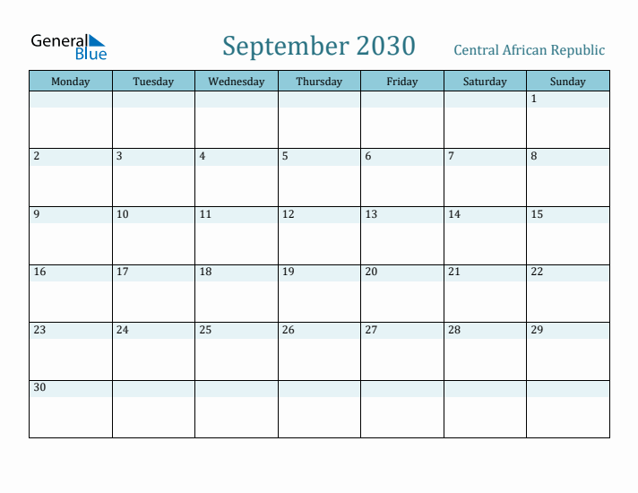 September 2030 Calendar with Holidays