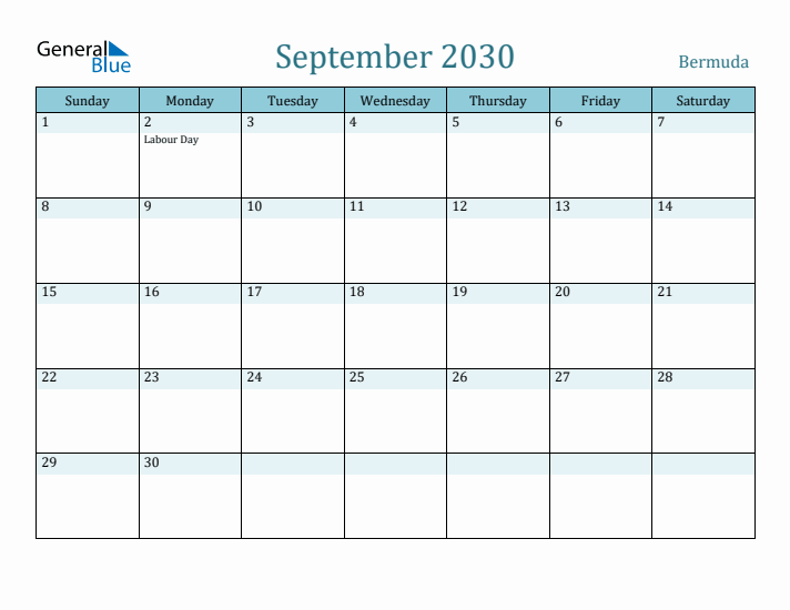 September 2030 Calendar with Holidays