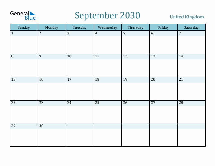 September 2030 Calendar with Holidays