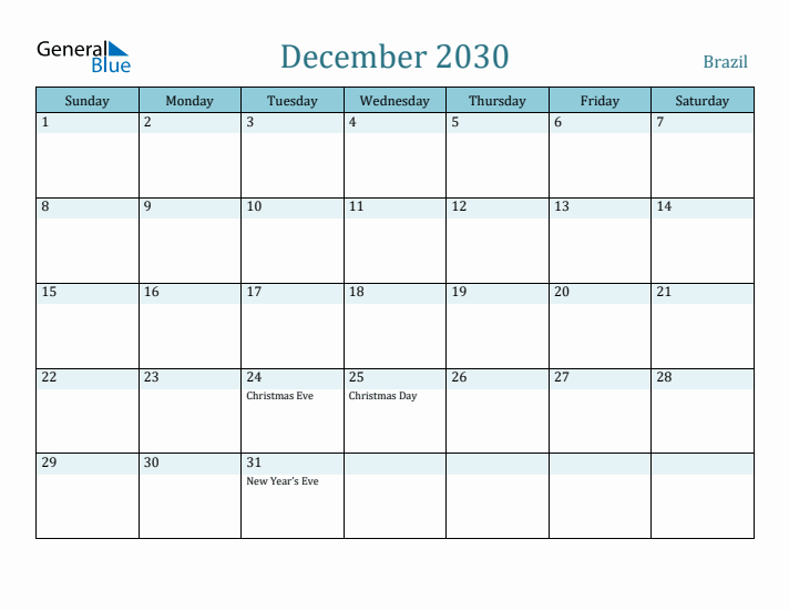 December 2030 Calendar with Holidays