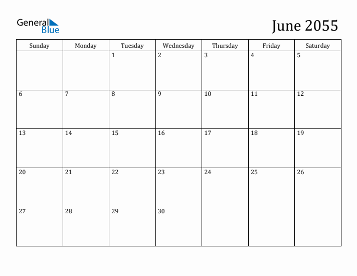 June 2055 Calendar