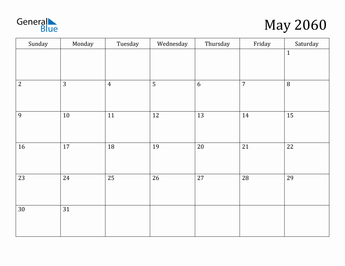 May 2060 Monthly Calendar